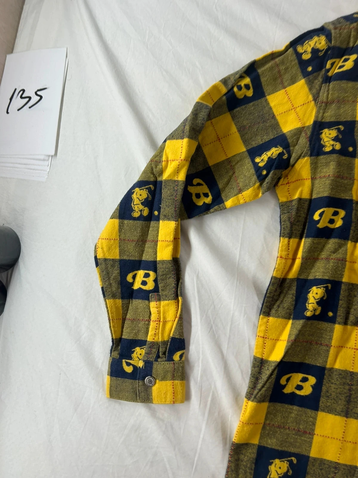 Camisa a cuadros vintage amarilla y azul marino – photo 6